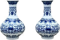 Set of Two Blue and White Porcelain Wall Vases for Flowers – Handmade Chinoiserie Ceramic Wall Mounted Flower Vase, Decorative Hanging Vases for Living Room, Bookshelf & Indoor Décor-Ruum Studio Home