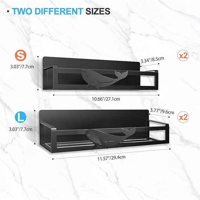 Magnetic Spice Rack for Refrigerator, 4-Pack Metal Seasoning Organizer for Kitchen Storage Organization, Magnetic Shelf for Fridge Space Saving Spice Organizer, Black-Ruum Studio Home
