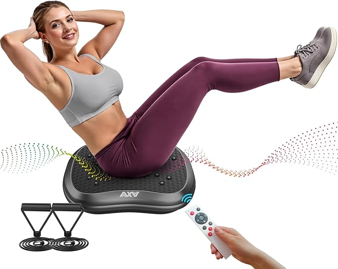 AXV Vibration Plate Exercise Machine Whole Body Workout Portable Mini Vibrate Fitness Platform Lymphatic Drainage Machine for Weight Loss Shaping Toning Wellness Home Gyms Workout (Mini)-Ruum Studio Home