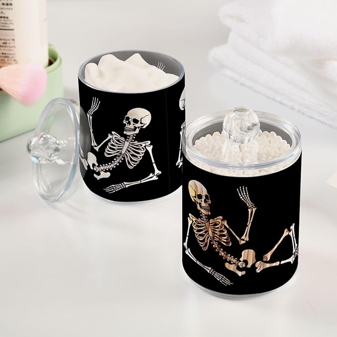 Halloween Skull 2PC Airtight Transparent Glass Storage Jar, Food Storage Container Glass, Can Store Candy, Salt, Coffee Beans, With lid, Easy To Use…-Ruum Studio Home