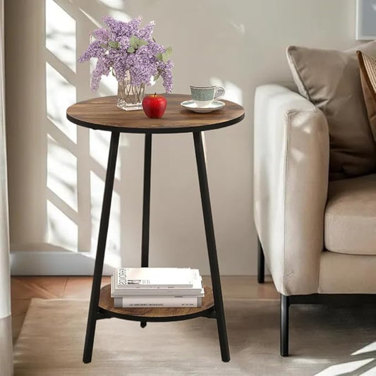 Side Table - Rustic End Couch Tables - Waterproof Metal Frame, Scratch-Resistant - Vintage Wood Color Tables for Sofa Living Room Bedroom Bedside Coffee Small Spaces-Ruum Studio Home