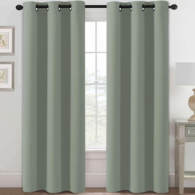H.VERSAILTEX Blackout Curtains for Bedroom Thermal Insulated Room Darkening Living Room Curtains 84 Inch Long Grommet Privacy Protection Window Curtain Panels/Drapes for Nursery, 2 Panels, Cyan-Ruum Studio Home