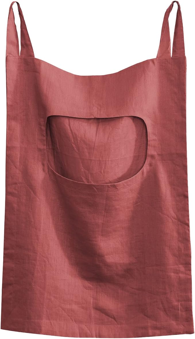 Amazhiyu 100% Linen Door Hanging Laundry Hamper Bag, 19x27 Inches Red-Ruum Studio Home