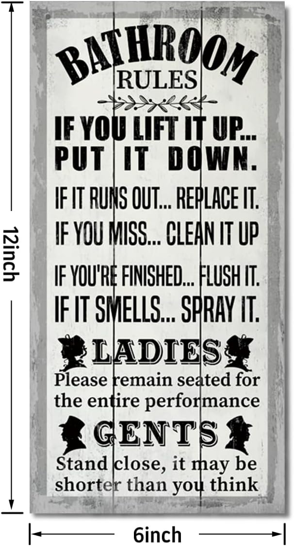 Rustic Bathroom Decor, Western Bathroom Decor, Funny Bathroom Signs Wall Decor, Bathroom Decor, Farmhouse Bathroom Decor, Country Bathroom Decor, Bathroom Signs, Bathroom Rules Wall Décor J1-Ruum Studio Home