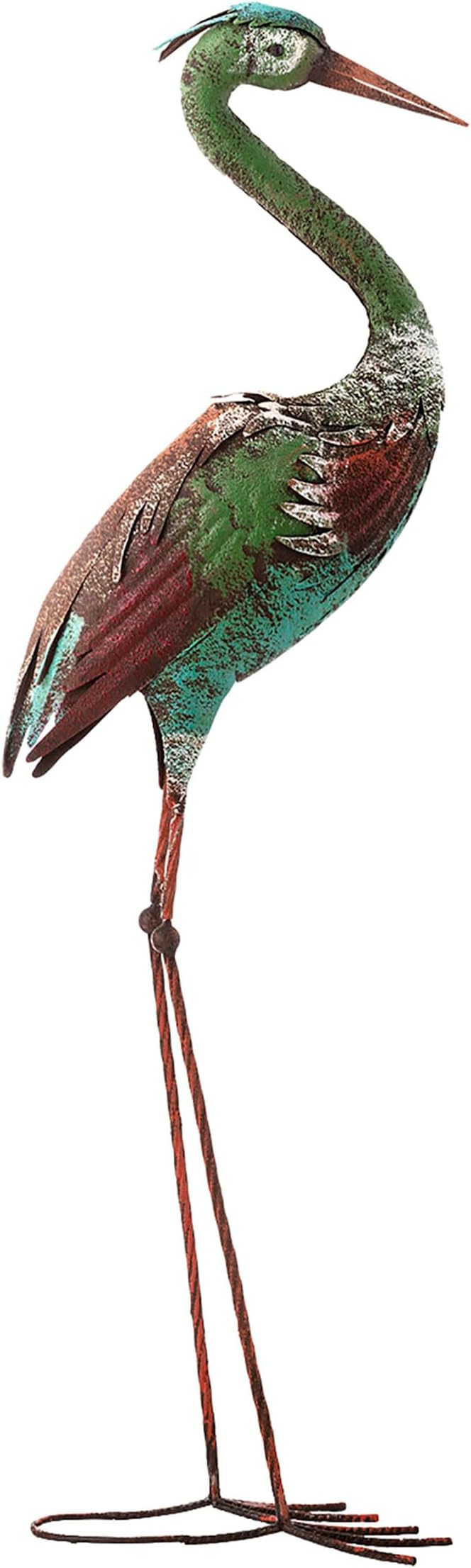 Alpine Corporation 40" Tall Outdoor Rustic Metal Crane Statue Yard Art Decoration-Ruum Studio Home