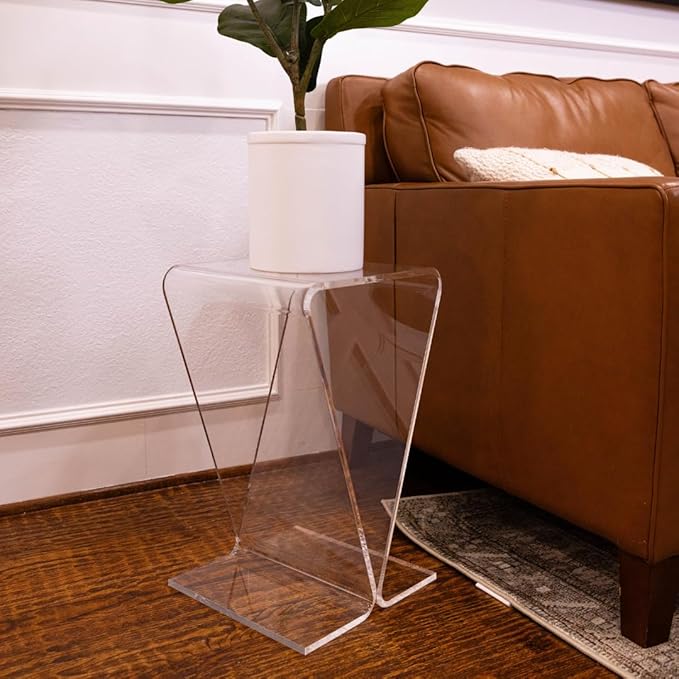 Clarte Acrylic V-Shaped End Table | Side Table for Living Room or Nighstand for Bedrooms | Premium Durable Glass-Like Design-Ruum Studio Home