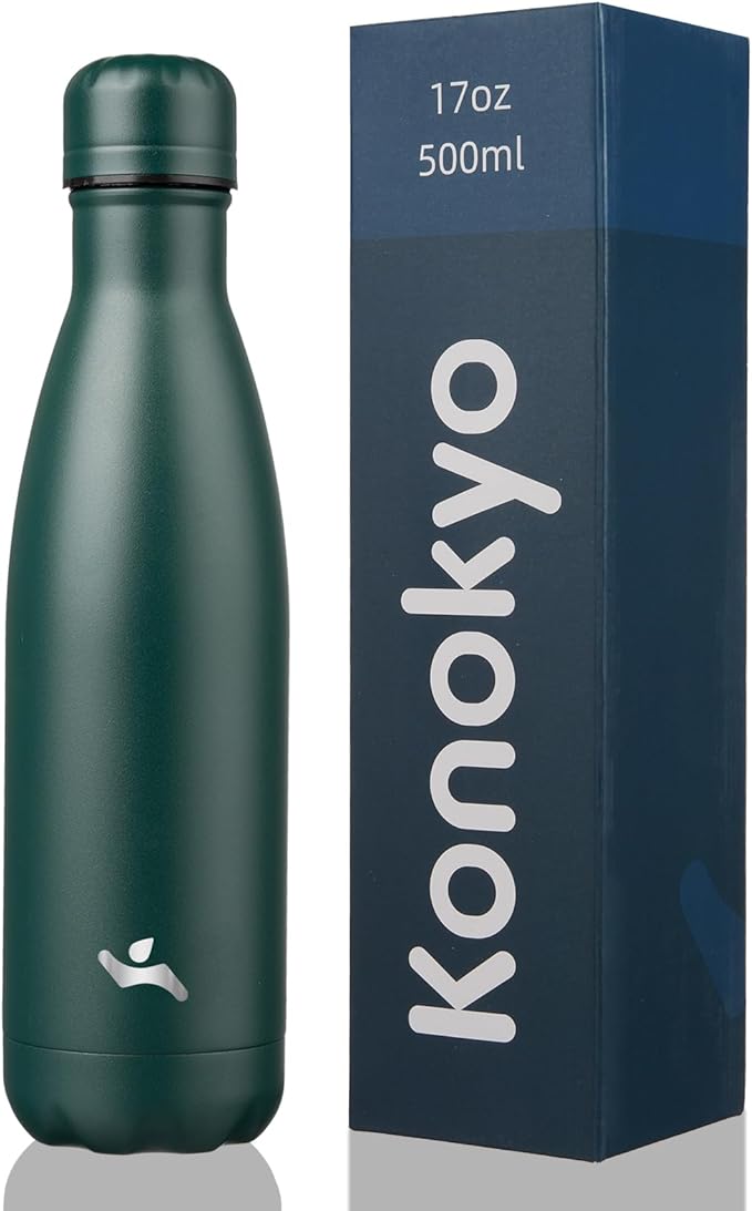 Insulated Water Bottles,17 oz Double Wall Stainless Steel Vacumm Metal Flask for Sports Travel,Army Green-Ruum Studio Home