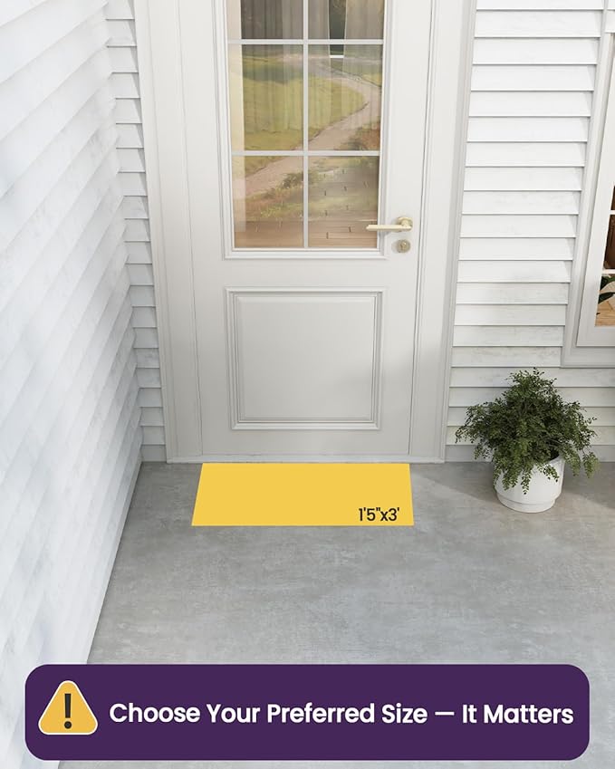 DEXI Front Door Mats Outside Entrance, 17x36 Rubber Waterproof Dirt Trapping Entry Mat for Entryway, Heavy Duty Non-Slip Low-Profile Welcome Doormat All Weather for Patio, Black-Ruum Studio Home
