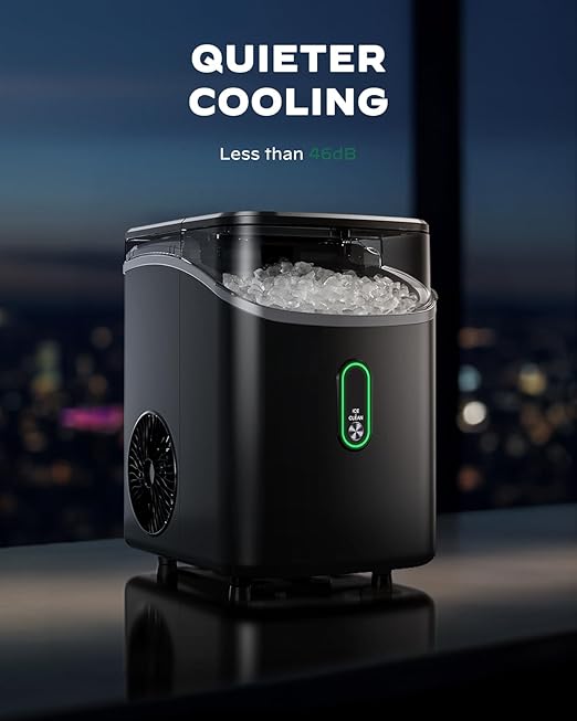 Silonn Nugget Ice Maker Countertop, Pebble Ice Maker with Soft Chewable Ice, Ready in 6 Mins, 34lbs Per Day, One-Click Operation Ice Machine with Self-Cleaning, for Home, Kitchen, Party, RV, Camping-Ruum Studio Home