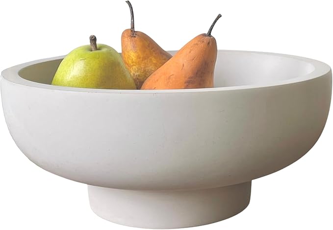 OAKOA Concrete Fruit Bowl for Kitchen Counter - Large Decorative Bowls for Home Decor - Modern Key Bowl for Entryway Table - Pedestal Bowl for Keys-Ruum Studio Home