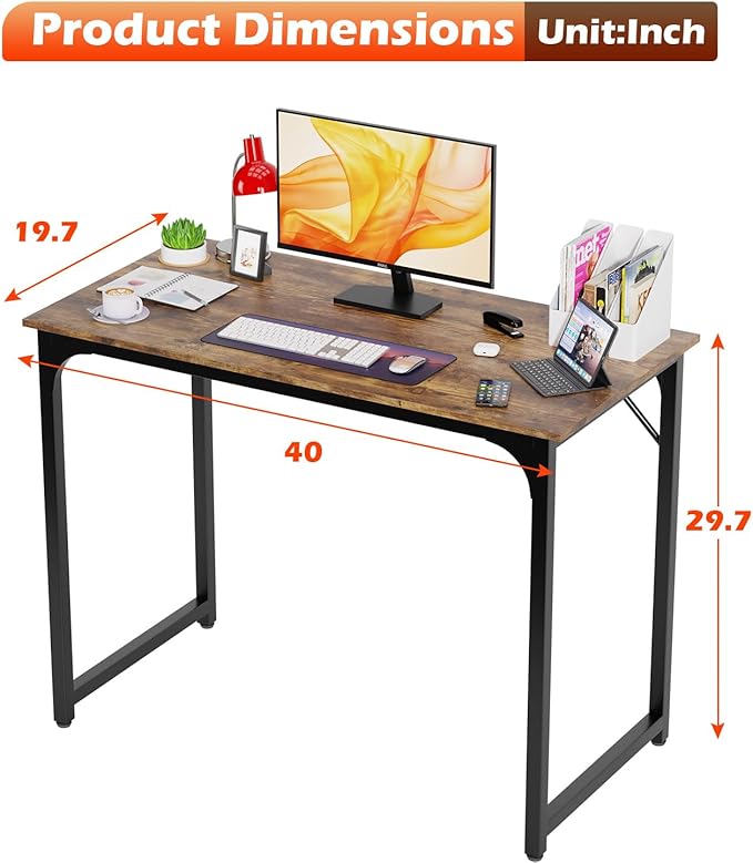 PayLessHere 32/39/47 inch Computer Desk Study Writing Table, Adjustable feet, Modern Furniture for Home Office (1, Vintage, 39 inch)-Ruum Studio Home