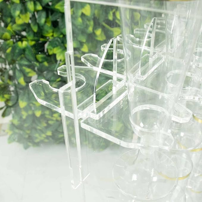 Tableclothsfactory 20 Pack | 3" Clear Acrylic Glass Holder Hooks for Double Side Display On Champagne Rack Stand-Ruum Studio Home