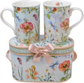 Lightahead Elegant Bone China Two Coffee Mugs Set in Floral Design 10.8 oz Each Cup in Attractive Gift Box-Ruum Studio Home