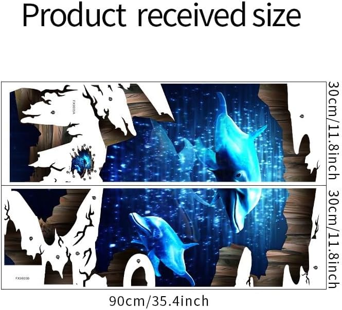 Quanhaigou 3D Wall Decals Stickers Wall Murals Wallpaper Decor for Home Floor Living Room (Blue Dolphin)-Ruum Studio Home