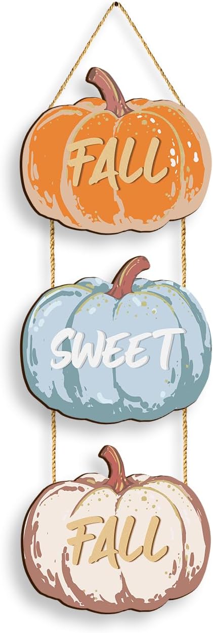 COLOR VALLEY ART Fall Pumpkin Welcome Sign Hello Fall Wood Hanging Decoration Autumn Wooden Signs Rustic Thanksgiving Decorative for Porch Home Wall Indoor Outdoor Decor, 9.8L''x8.6W''*3Pcs(Fall Pumpkins)-Ruum Studio Home