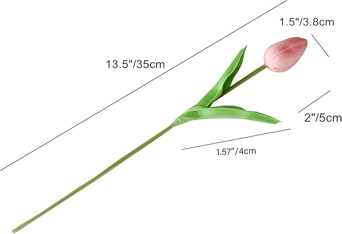 Mandy's Artificial Tulips 20 Stems Dusty Pink PU Faux Flowers for Wedding Home Decor 13.5 Inch-Ruum Studio Home