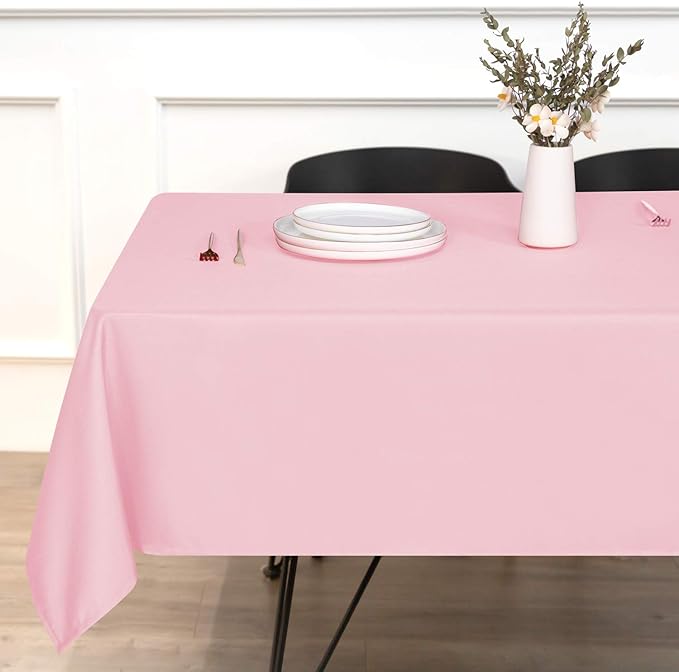 sancua Rectangle Tablecloth - 70 x 70 Inch - Stain and Wrinkle Resistant Washable Polyester Table Cloth, Decorative Fabric Table Cover for Dining Tables, Buffet Parties and Camping, Pink-Ruum Studio Home