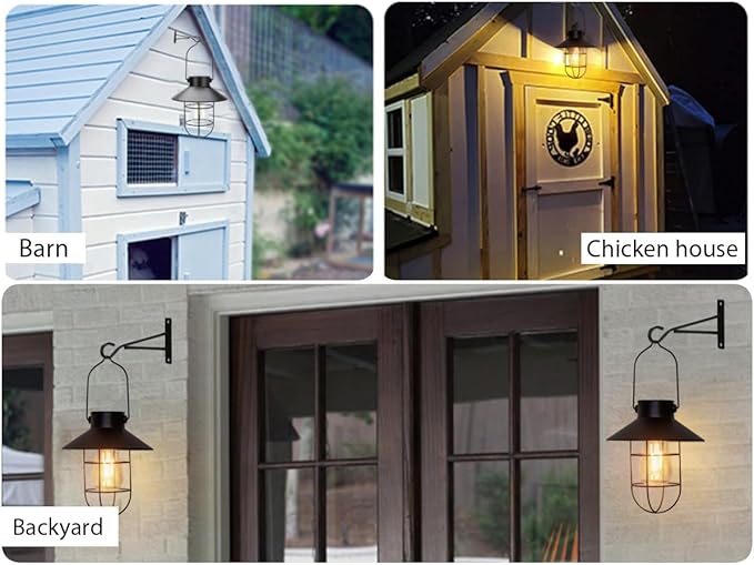 pearlstar Solar Lantern Outdoor 2 Packs Hanging Light Metal Solar Lamp with Warm White Edison Bulb Design for Garden Yard Patio Proch Decor(Black)-Ruum Studio Home