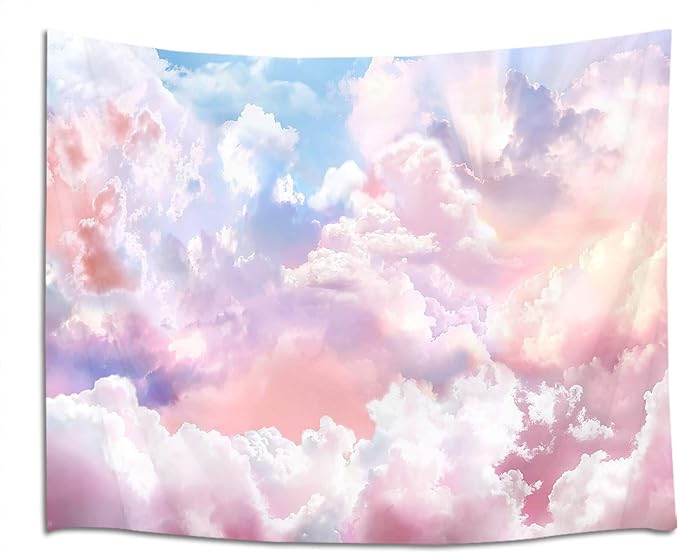 HVEST Pink Cloud Tapestry Colorful Abstract Clouds Natural Landscape Tapestries Wall Hanging for Bedroom Living Room Teen Dorm Indie Decor Poster Blanket,48x36 Inches-Ruum Studio Home