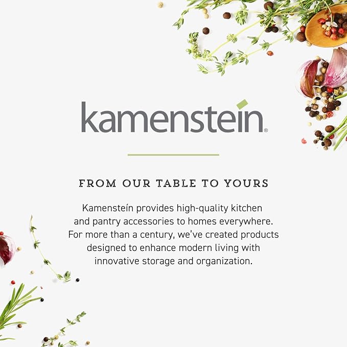 Kamenstein 20 Jar Revolving Countertop Spice Rack with Spices Included, FREE Spice Refills for 5 Years, Polished Stainless Steel with Black Caps, 30020-Ruum Studio Home