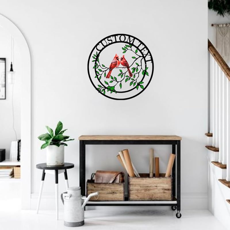 Personalized Name Garden Cardinal Metal Signs, Custom Family Name Outdoor Indoor Wall Decorations, Wall Art for Mom Sister Grandma Dad, Housewarming Gift Birthday Retirement-Ruum Studio Home