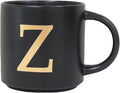 COLLECTIVE HOME - Monogram Ceramic Mugs, 15 oz Golden Initial Black Coffee Cups, Elegant Alphabet Tea Mugs, Elegant Personalized Mug with Gift Box, Unique Mug with Double Side Capital Lette (Z)-Ruum Studio Home