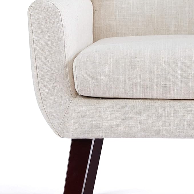 HUIMO Accent Chair Living Room Chair, Upholstered Button Tufted Armchair, Linen Fabric Sofa Chairs for Bedroom, Living Room, Mid-Century Modern Comfy Reading Chair (Beige)-Ruum Studio Home