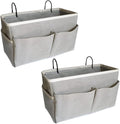 2-Pack Bedside Caddy, Bedside Hanging Storage Organizer for College Dorm Beds, Bunk Beds and Hospital Beds Rails, The Hanging Basket Can be Placed Magazine, Books, Phones,kettle, Glasses (Grey)-Ruum Studio Home