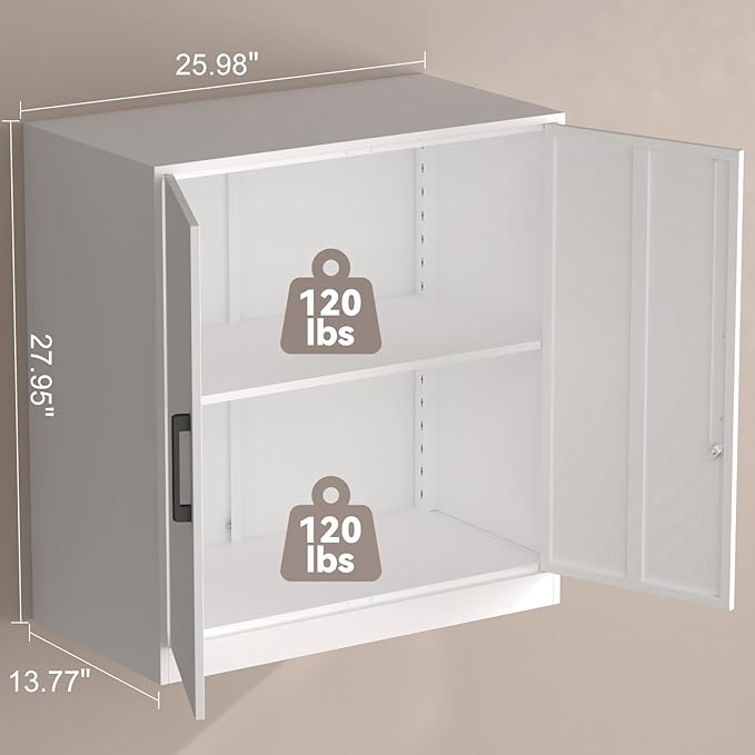 Wall Cabinet,Lockable Storage Cabinets with Adjustable Shelf,Locking Wall Storage Cabinet with Doors for Laundry Room,Home Office,White-Ruum Studio Home