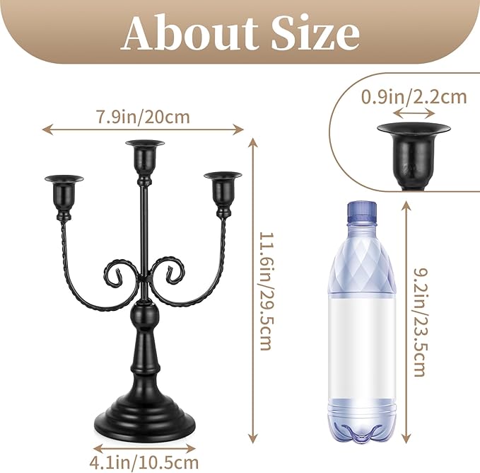 Sziqiqi Halloween Candle Holder Candelabra - Black Candle Stick Holders Pack of 2 Decorative Candleholders for Christmas Decoration-Ruum Studio Home