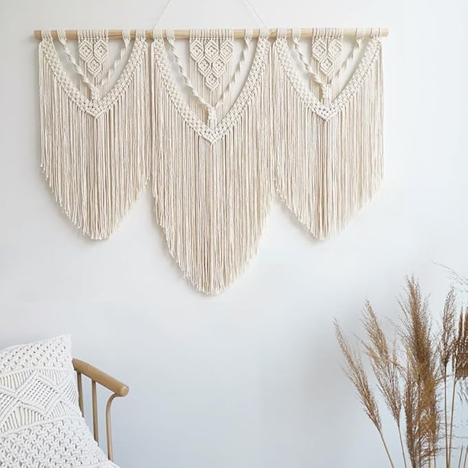 Achart Macrame Wall Hanging Large- Boho Wall Decor- large wall art- Wall Decor Living Room- Macrame Tapestry Boho Decor for Bedroom (Beige-C)-Ruum Studio Home