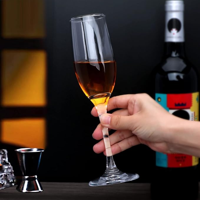 6 oz Champagne Flutes Glass, Wine Flutes Set of 12, for Champagne, Wine, High-End Banquets, Parties, Bars, Weddings, Gifts (12pcs)-Ruum Studio Home