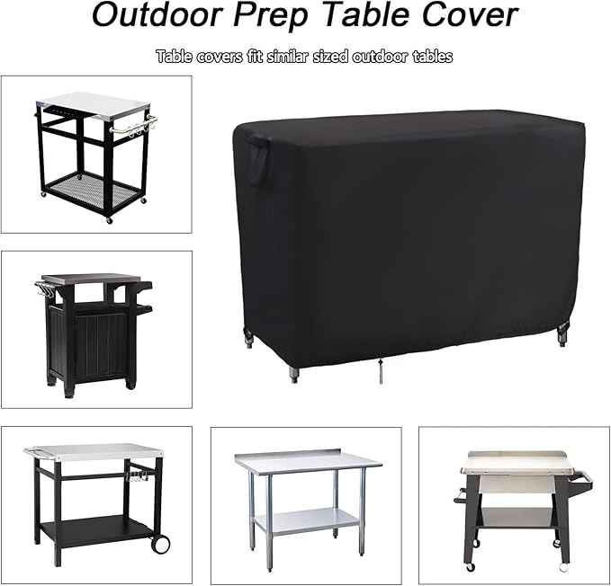 Kingling Outdoor Prep Table Cover for Cart Table, 52 inch Stainless Steel Metal Table Covers Waterproof Protection for Patio Prep Grill Tables - 52''L x 24''W x 35''H-Ruum Studio Home