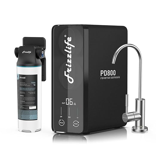 Frizzlife 800GPD Reverse Osmosis Water Filter, Alkaline Mineral pH+ Reverse Osmosis System, 9-Stage Filtration Tankless RO Water Filter System, 2:1 Pure to Drain, Under Sink, Reduce TDS, PD800-TAM4-Ruum Studio Home