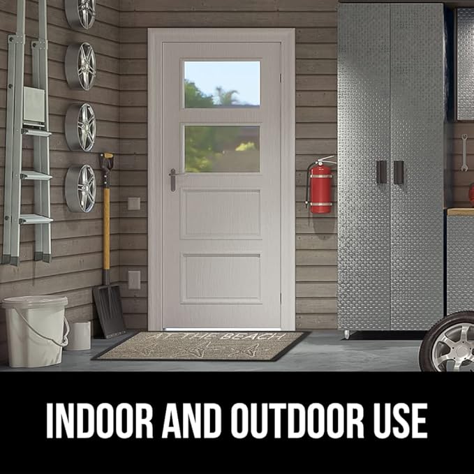 GORILLA GRIP 100% Waterproof All-Season WeatherMax Doormat, 47x35, US Designed Natural Rubber, Stain and Fade Resistant, Low Profile Indoor Outdoor Door Mats, Easy Clean Patio Mat, Sand Beach-Ruum Studio Home