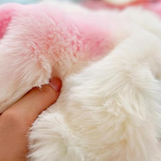 RYNGHIPY Faux Fur Throw Blanket Tie Dye Colorful Rainbow Blanket for Couch Plush Fluffy Faux Rabbit Fur Decoration Blanket for Sofa Chair Bed (Rainbow, 63''x79'')-Ruum Studio Home