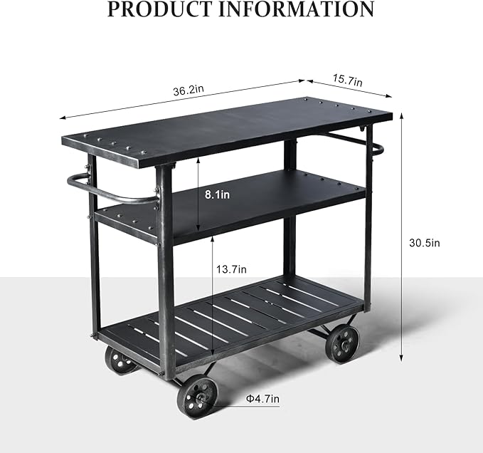 Diwhy Industrial 3 Tier Rolling Utility Storage Cart Wine Beverage, Metal Wine Rack with Wheels Kitchen Bar Dining Room Tea Wine, Serving Cart-Ruum Studio Home