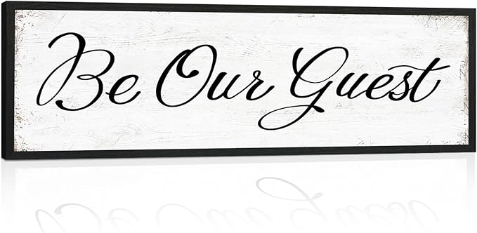 HLJ ART Be Our Guest Wall Decor: Farmhouse Bedroom Art Above Bed, 12" x 40" Framed Large Guest Room Signs, Rustic Country Decorative Plaques for Home Living Room Kitchen-Ruum Studio Home