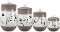 Young's Inc. 4 Pcs Set Botanical Ceramic Canisters- Storage Container for Kitchen and Bathroom - Beautiful Home Decor Accent to Store Food, Coffee, Tea, and More - Brown, White-Ruum Studio Home