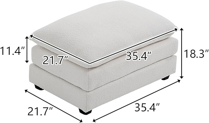 Karl home Modular Ottoman for Sectional Sofa, Teddy Fleece Comfy Upholstered Furniture for Living Room, Apartment, Studio, Office, (Ottoman, Teddy Beige)-Ruum Studio Home