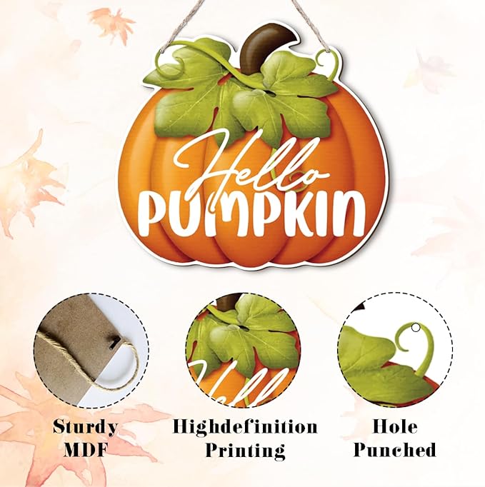 Fall Home Decor, Fall Door Decorations, Pumpkin Wall Decor, Front Door Hanging, Harvest Thanksgiving Farmhouse Porch, Indoor And Outdoor Home Decorations, Housewarming Gift-Ruum Studio Home