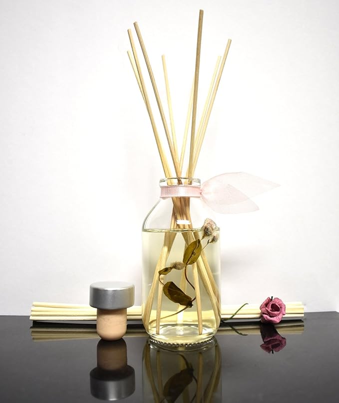LOVSPA Reed Diffuser Set, Pink Peony Scented Oil Diffuser with Sticks, Home Fragrance Accessories for Bathroom Shelf Decor, Aroma Diffusers for Home or Office Desk, USA Made-Ruum Studio Home