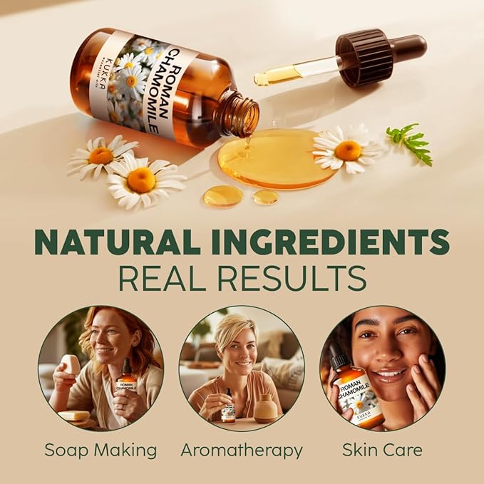 KUKKA Roman Chamomile Essential Oil for Tranquil Retreats and Peaceful Relaxation - Roman Chamomile Essential Oil 4 Oz - Soothing, Comforting and Calming - 100% Authentically Sourced Premium Oils-Ruum Studio Home