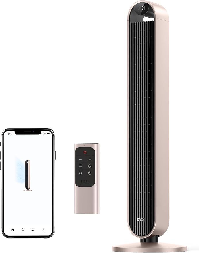 Dreo Smart Tower Fan Voice Control, 120° Oscillating Fan Works with Alexa/Google/App/Remote, 42 Inch, 25dB Quiet DC Bladeless Fan for Bedroom,12 Speeds, Floor Fan for Home, Office, Pilot Max S-Ruum Studio Home