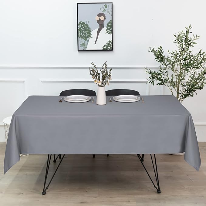 sancua Rectangle Tablecloth - 54 x 78 Inch - Stain and Wrinkle Resistant Washable Polyester Table Cloth, Decorative Fabric Table Cover for Dining Tables, Buffet Parties and Camping, Light Grey-Ruum Studio Home