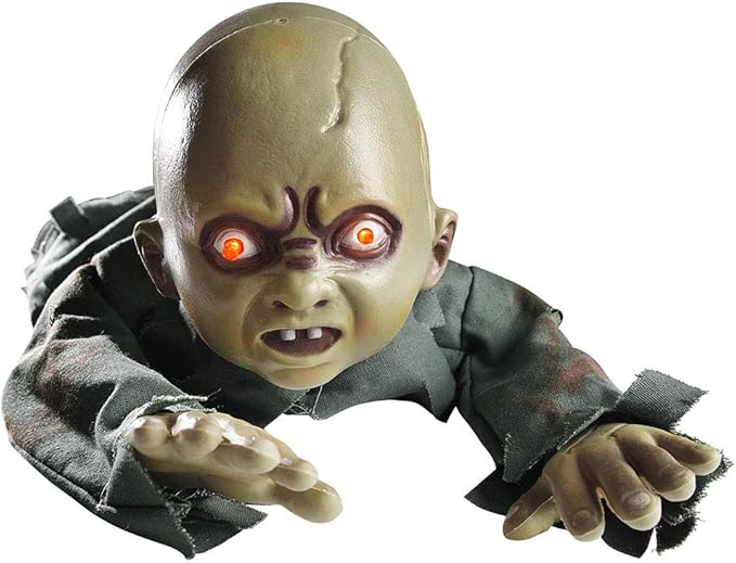 AW Halloween Animated Decoration Crawling Baby Zombie Scary Sound Sensor Activated Ghost Baby Doll Haunted House Flashing Eyes Party Outdoor Decor 2025-Ruum Studio Home