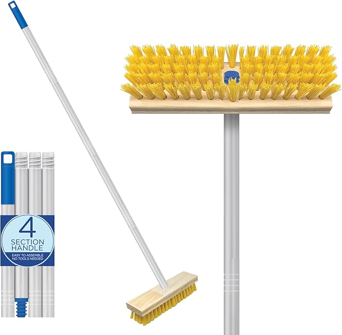Lola Products Deck Scrub Brush Broom, 9" x 3.5" Wide, Durable Bristles Remove Dirt, Grime, Grout, Leaves, Snow on Patios, Decks, Wet or Dry, 9 Count-Ruum Studio Home