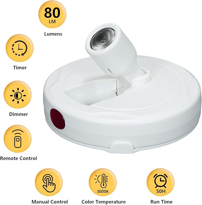 Cordless Spotlight Battery Powered, LED Accent Lighting with Remote and Timer, Display Puck Lights, Stick Uplight for Tree Portrait Gallery Picture Dartboard Painting Art Photo Plant-Ruum Studio Home
