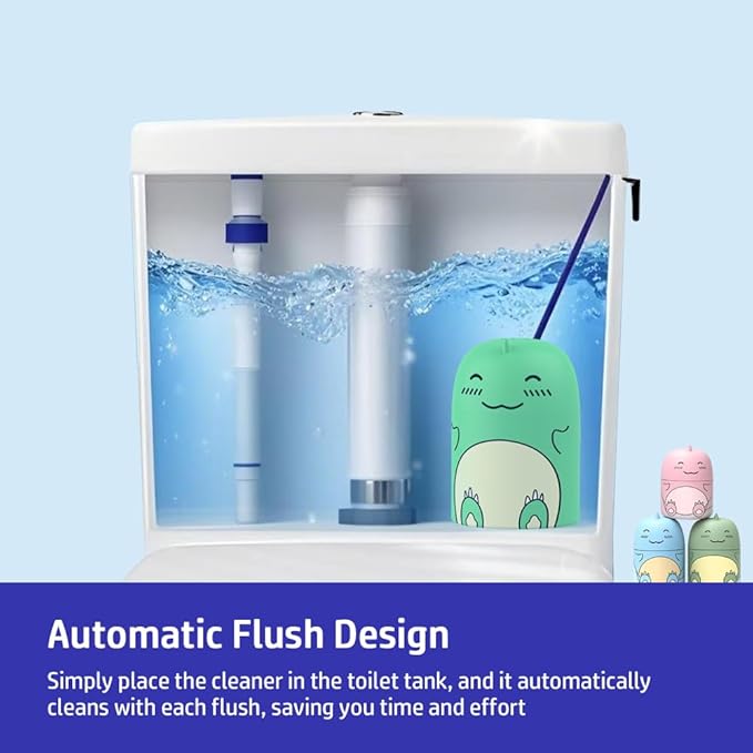 Cute Dinosaur-Shaped Toilet Bowl Cleaner Bottle, Bathroom Toilet Tank Cleaner with Ocean, Jasmine, and Peach Scent,Three bottles can be used for 9 months (1, Three colors and three bottles)-Ruum Studio Home