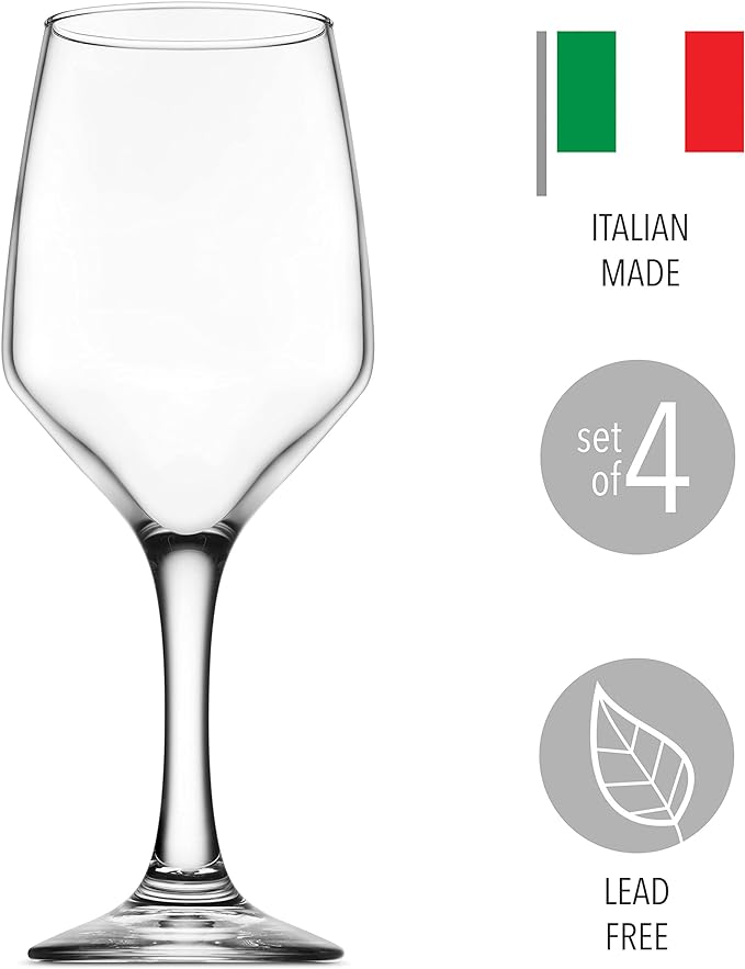 Godinger Wine Glasses, Italian Made Red Wine Glasses, Wine Glass, Stemmed Drinking Glasses, Glass Cups - Made in Italy, 15oz, Set of 4-Ruum Studio Home